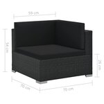vidaXL Salon de jardin 6 Pièces avec coussins résine tressée noir