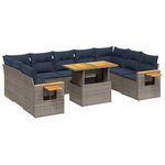 vidaXL Salon de jardin 10 Pièces avec coussins gris résine tressée