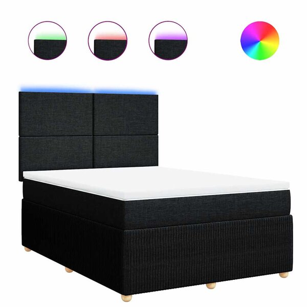 vidaXL Sommier à lattes de lit avec matelas Noir 160x200 cm Tissu