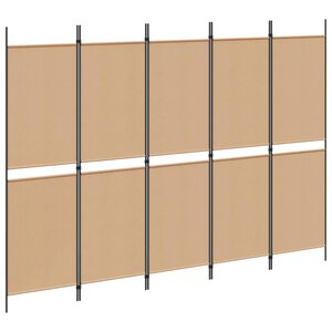 vidaXL Paravent 5 Panels Beige 250 x 180 cm Tissu