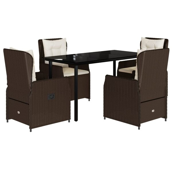 vidaXL Ensemble à manger de jardin 5 Pièces et coussins marron poly rotin