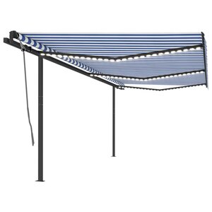 vidaXL Auvent automatique capteur de vent/LED 6x3 m Bleu et blanc