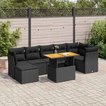 vidaXL Salon de jardin 8 Pièces avec coussins noir résine tressée