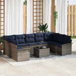 vidaXL Ensemble de canapé de jardin 10 Pièces Gris Poly rotin