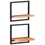 vidaXL Étagères murales 2 Pièces 40x24x35 cm Bois d'acacia et acier