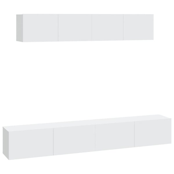 vidaXL Ensemble de meubles TV 4 Pièces Blanc Bois d'ingénierie
