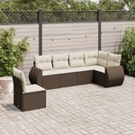 vidaXL Salon de jardin avec coussins 6 Pièces marron résine tressée