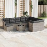 vidaXL Salon de jardin 11 Pièces avec coussins gris clair résine tressée