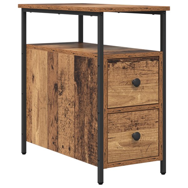 vidaXL Cabinet de chevet avec tiroir 2 Pièces Bois ancien 30 x 60 x 60 cm