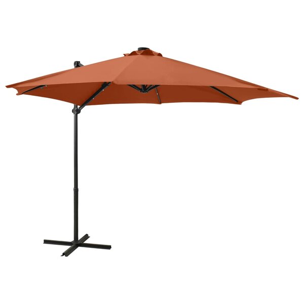 vidaXL Parasol déporté avec mât et lumières LED Terre cuite 300 cm