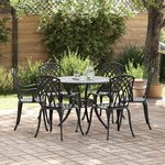 vidaXL Ensemble de salle à manger pour jardin 7 Pièces Noir Aluminium