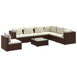 vidaXL Salon de jardin 8 Pièces avec coussins Résine tressée Marron