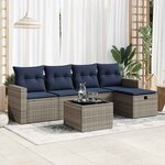 vidaXL Salon de jardin 6 Pièces avec coussins gris résine tressée