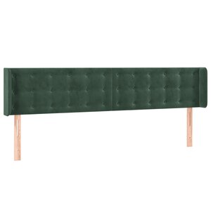 vidaXL Tête de lit avec oreilles Vert foncé 163x16x78/88 cm Velours