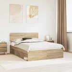 vidaXL Cadre de lit avec tête de lit Sonoma 140 x 200 cm Pin massif