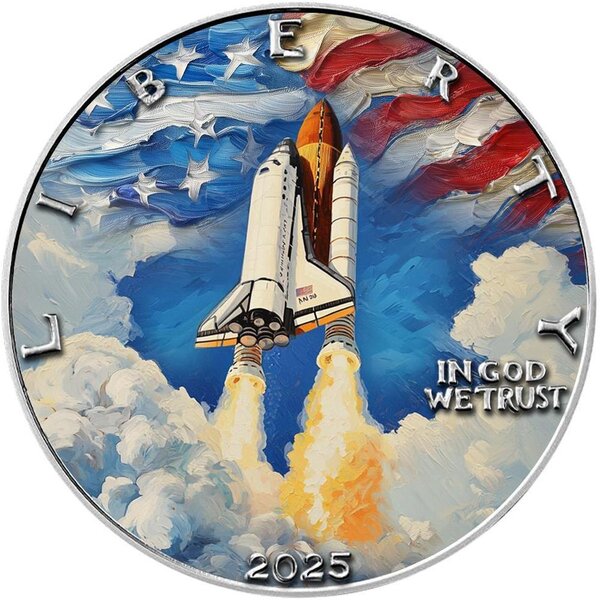 Pièce de monnaie en Argent 1 Dollar g 31.1 (1 oz) Millésime 2025 AmericArt SPACE SHUTTLE CHALLENGER