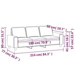 vidaXL Canapé à 3 places Gris clair 180 cm Tissu