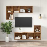 vidaXL Meuble TV mural Bois ancien 37 x 37 x 107 cm Bois d'ingénierie