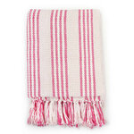 vidaXL Couverture coton à rayures 160x210 cm Rose et Blanc