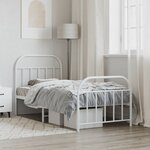 vidaXL Cadre de lit métal sans matelas avec pied de lit blanc 80x200cm