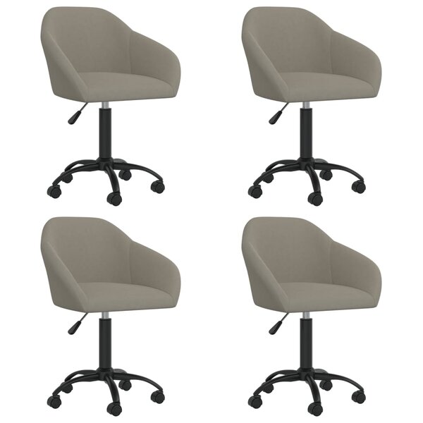 vidaXL Chaises pivotantes à manger lot de 4 gris clair velours