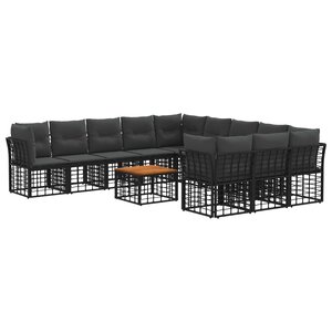 vidaXL Ensemble de canapés d'extérieur 12 Pièces Noir et Gris foncé