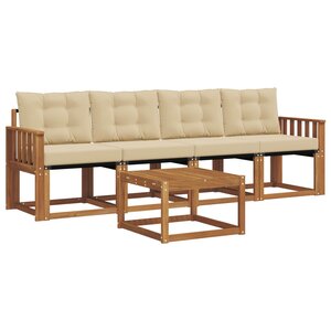vidaXL Ensemble de canapés d'extérieur 5 Pièces Naturel et Beige