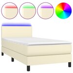 vidaXL Sommier tapissier avec matelas et LED Crème 90x190cm Similicuir