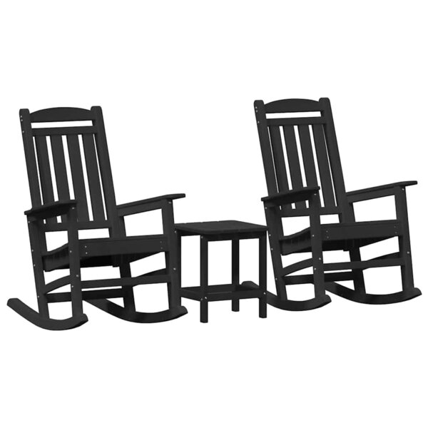vidaXL Chaise Berçante de Jardin 3 Pièces Noir 38 x 38 x 46 cm Plastique