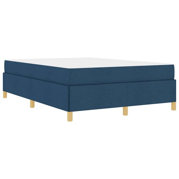 vidaXL Lit à ressorts avec matelas Bleu et Blanc 160 x 200 cm tissu