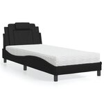 vidaXL Lit Viana avec matelas noir 90x200 cm similicuir