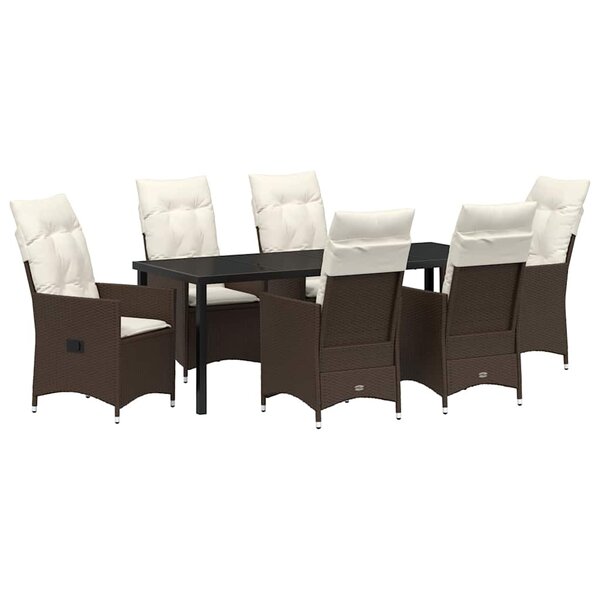 vidaXL Ensemble de salle à manger pour jardin 7 pc Marron polyrotin