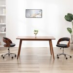 vidaXL Chaise pivotante de bureau Noir Bois courbé et similicuir