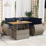 vidaXL Salon de jardin 5 Pièces avec coussins gris résine tressée