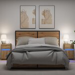 vidaXL Armoire de chevet LED 2 Pièces chêne artisanal 38 x 34 x 61 cm