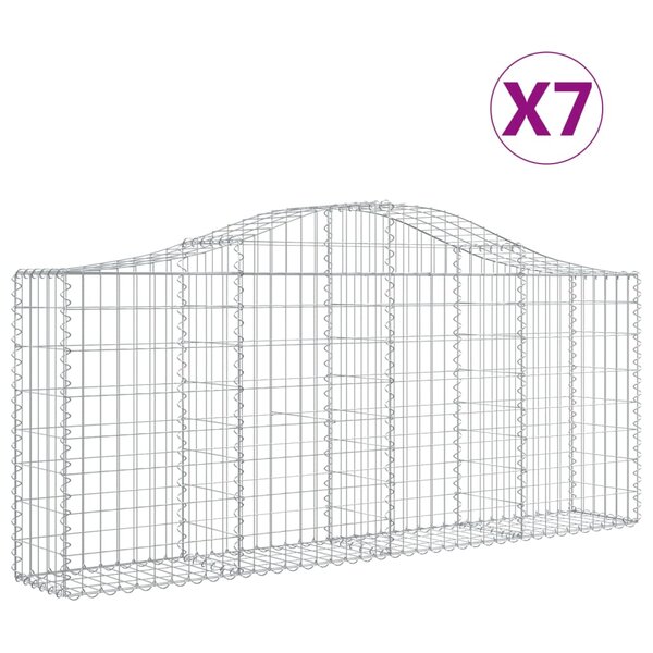 vidaXL Paniers à gabions arqués 7 Pièces 200x30x80/100 cm Fer galvanisé