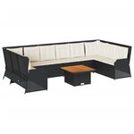 vidaXL Salon de jardin 7 Pièces avec coussins Noir Résine tressée