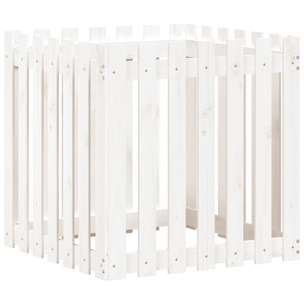 vidaXL Jardinière avec design de clôture blanc 70x70x70 cm pin massif
