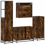 vidaXL Ensemble meubles salle de bain 4 Pièces chêne fumé bois ingénierie