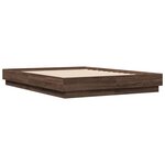 vidaXL Cadre de lit avec LED sans matelas chêne marron 135x190 cm