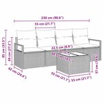 vidaXL Ensemble de Canapé de Jardin 5 Pièces avec Coussins Beige en Rattan Poli