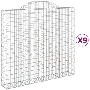 vidaXL Paniers à gabions arqués 9 Pièces 200x50x180/200 cm Fer galvanisé