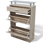 vidaXL Meuble à chaussures avec tiroir et plateau en verre Bois