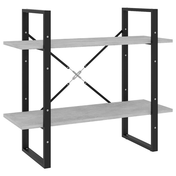 vidaXL Bibliothèque à 2 niveaux Gris béton 80x30x70 cm bois ingénierie