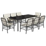 vidaXL Ensemble à manger de jardin 9Pièces coussins noir résine tressée