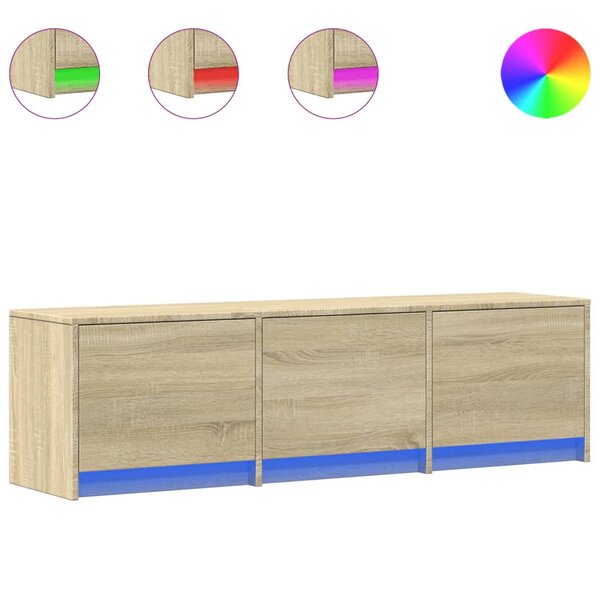 vidaXL Meuble TV avec LED chêne sonoma 140x34x40 cm bois d'ingénierie