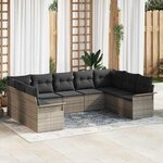 vidaXL Ensemble de canapé de jardin avec coussin 9 Pièces Gris Poly rotin