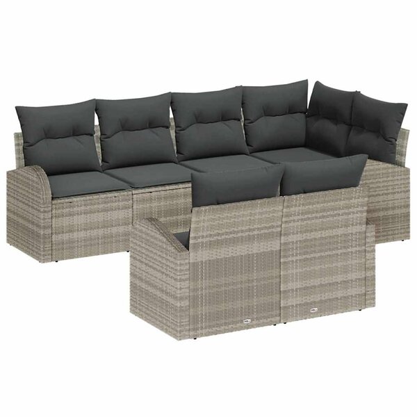 vidaXL Ensemble de canapé de jardin 7 Pièces Gris clair Poly rotin