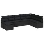 vidaXL Ensemble de canapé de jardin 8 Pièces Noir Poly rotin