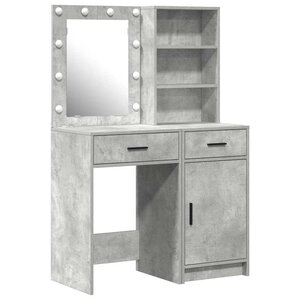 vidaXL Ensemble de table de maquillage avec LED 2 Pièces Gris béton